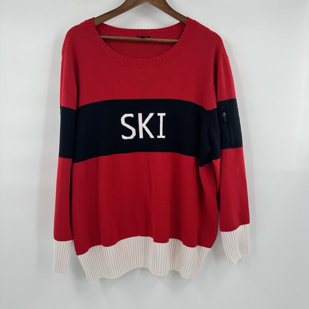 Talbots Sweater Womens 2X 2XL Red‎ Knit Ski Stretch Casual Travel Outdoor